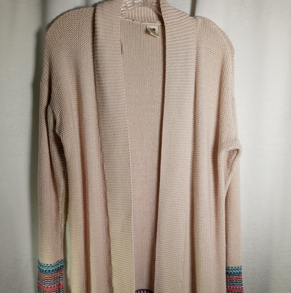 XS Roxy Womens Bohemian Tribal Open Front Cardigan Kimono Retro 70s Fringe